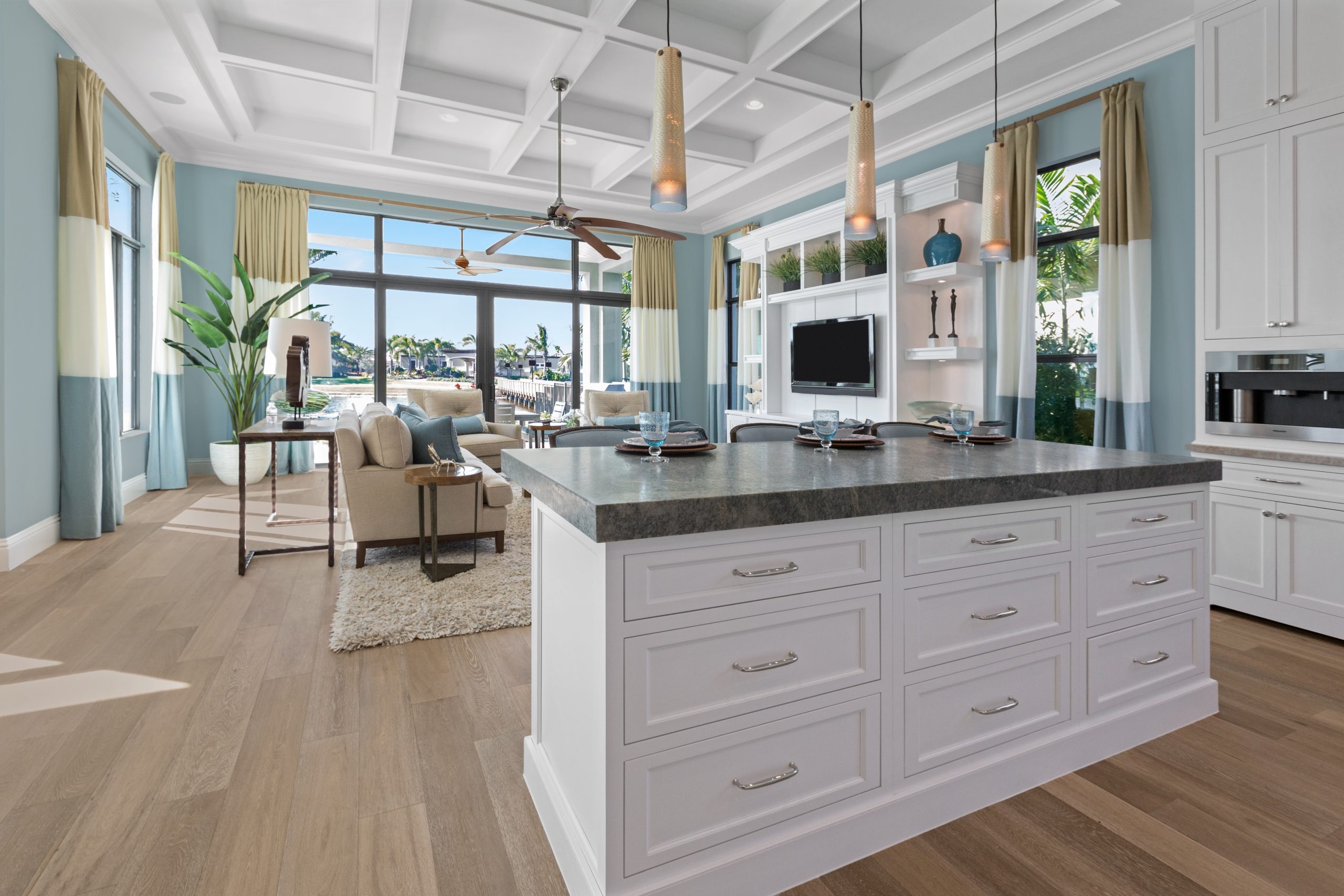 Beautiful Modern kitchen with a counter height island